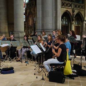 Ensemble CLARISSMA bei der Probe für den Raumklang 2018 im Linzer Mariendom