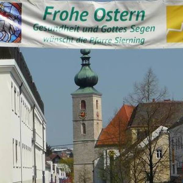 Banner mit Aufschrift Frohe Ostern