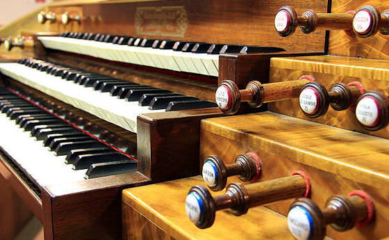 Keyboards and pedals of church's organ