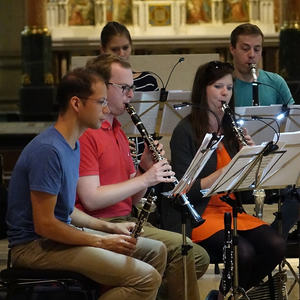 Ensemble CLARISSMA bei der Probe für den Raumklang 2018 im Linzer Mariendom