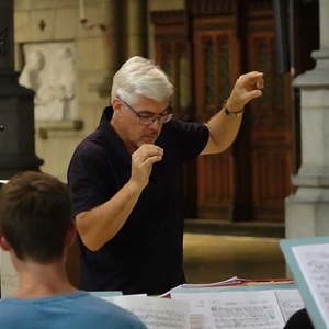 Gerald Kraxberger bei der Probe für den Raumklang 2018 im Linzer Mariendom