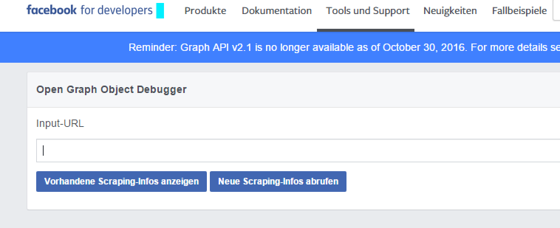 Der Facebook Developer - Open Graph Inhalte aktualisieren