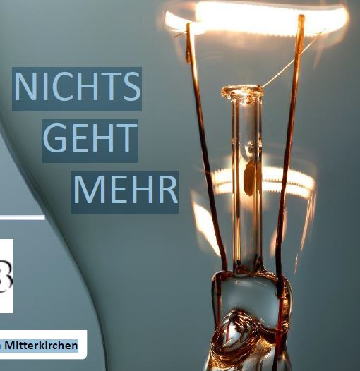 Eine Einladung mit einer Glühbirne zur Veranstaltung 'Black Out - nichts geht mehr'