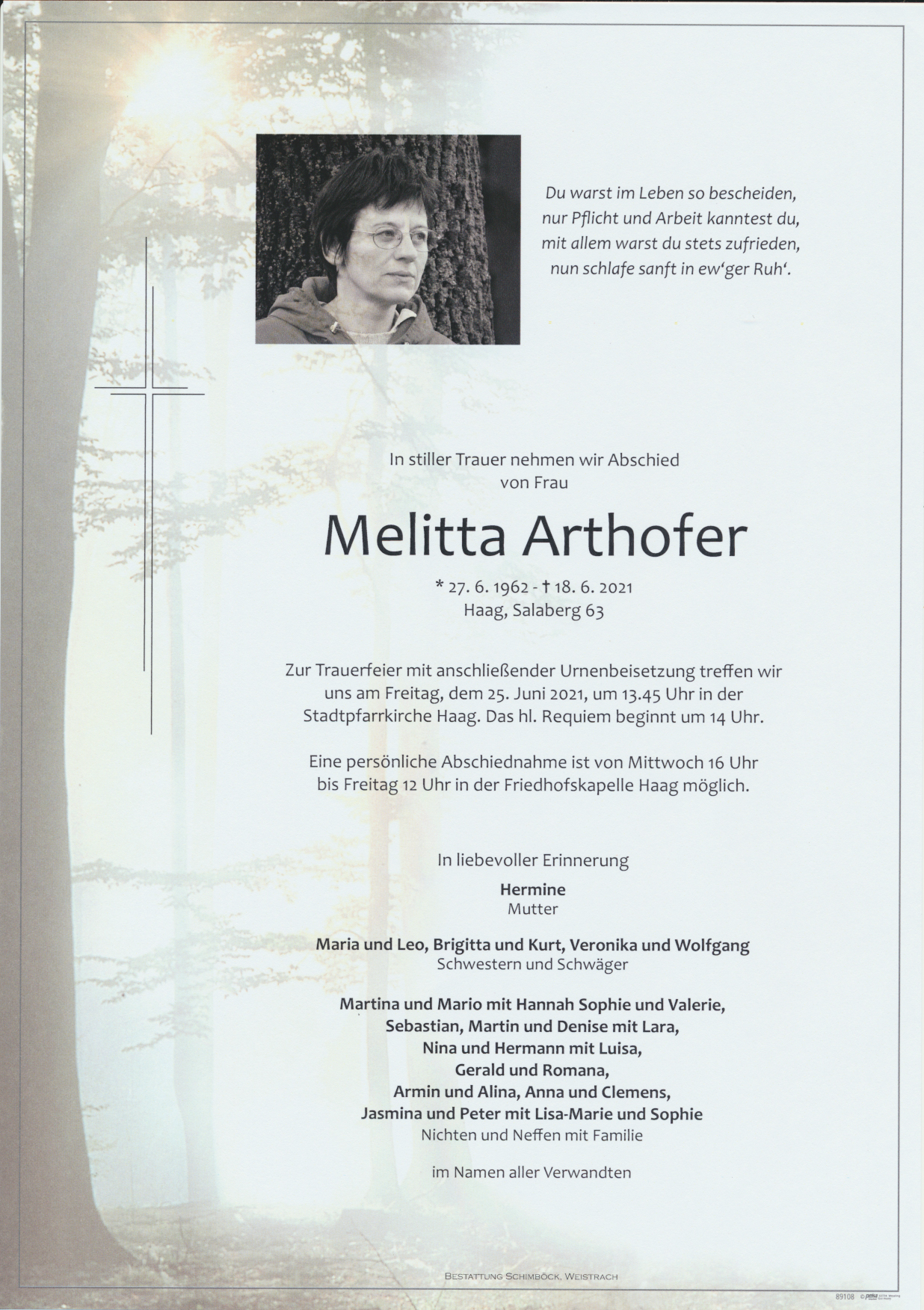 Parte von Frau Melitta Arthofer