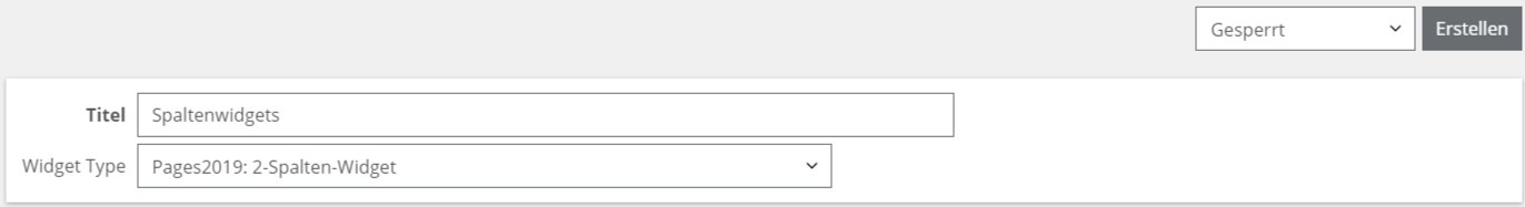 Widgetauswahl Spaltentext
