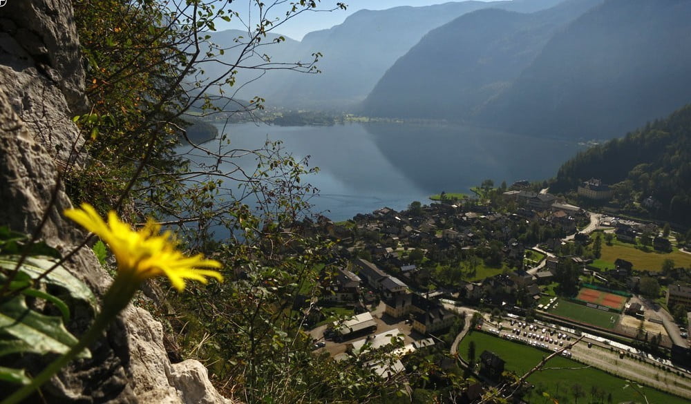 Blick aus dem Klettersteig auf Hallstatt