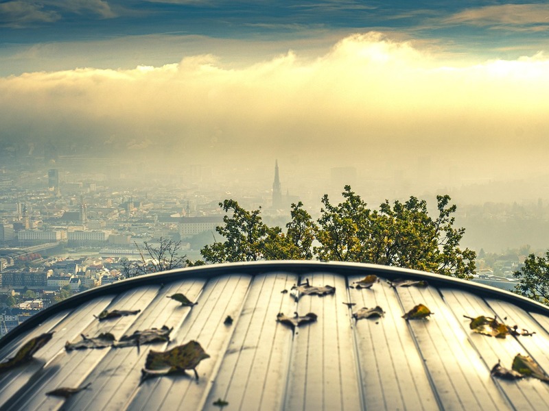 Linz, Aussicht, Abend. 