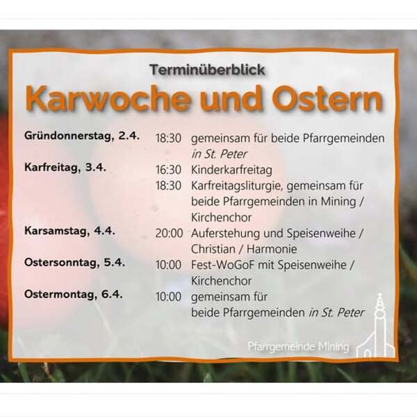 Gottesdienste in der Karwoche und Ostern