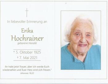 Totenbild Erika Hochrainer