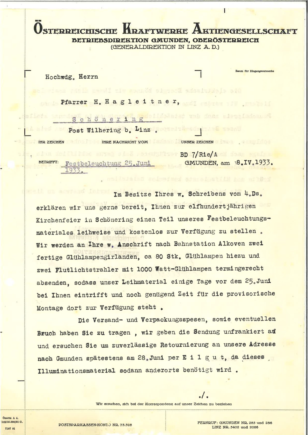 1100 Jahrfeier Schönering / © Pfarrarchiv der Pfarrgemeinde Schönering