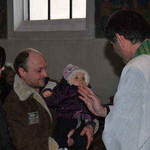 Gottesdienst und Kindersegnung mit den Taufeltern des Vorjahres