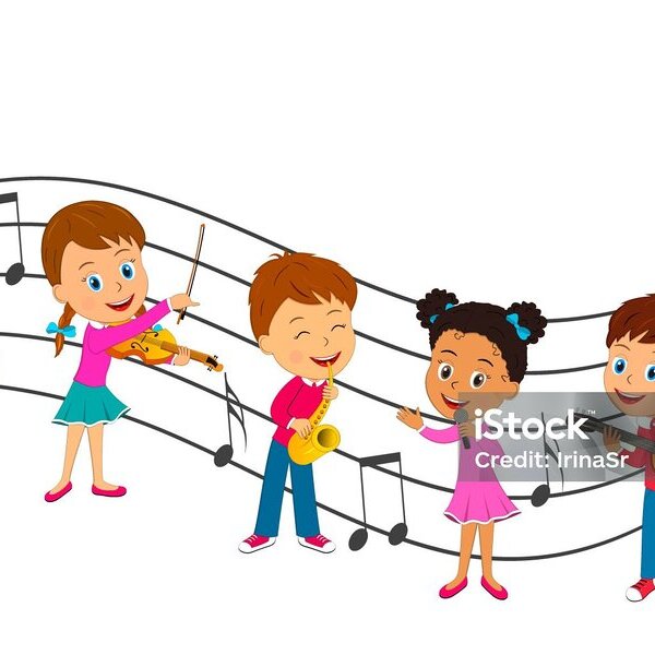kids, boys and girls play music, illustration,vector