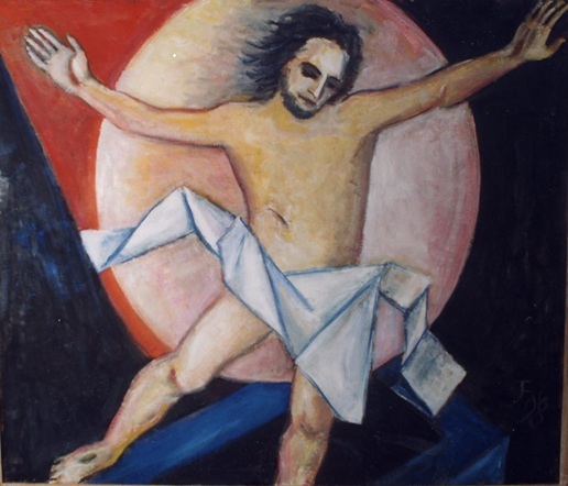 Jesus der Auferstandene, schwebt zum Himmel empor mit einem Leinentuch um seine Lenden