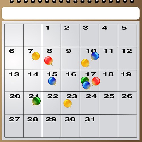 Kalender mit Pins