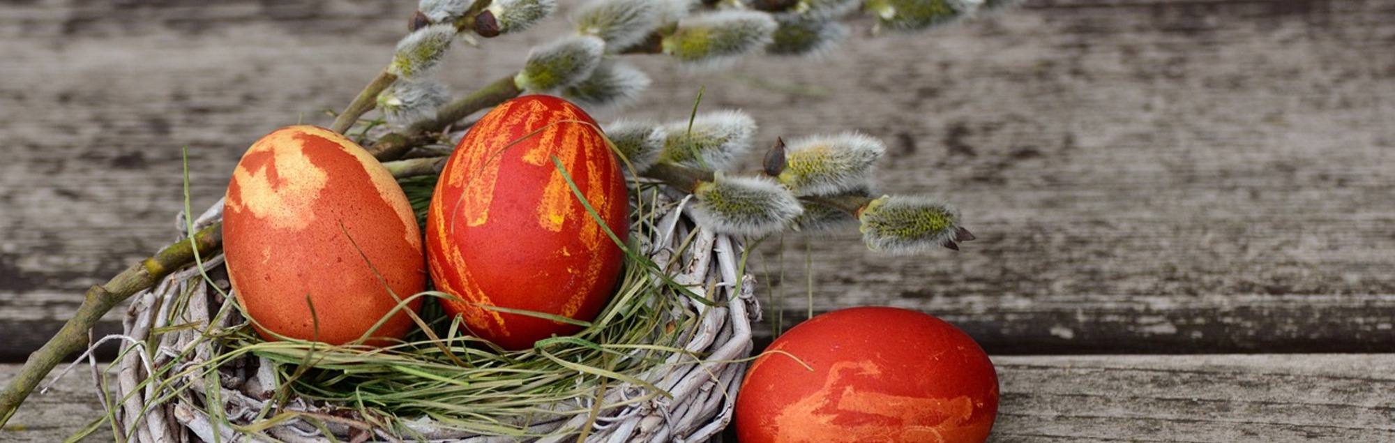 Osternest mit Palmzweigen