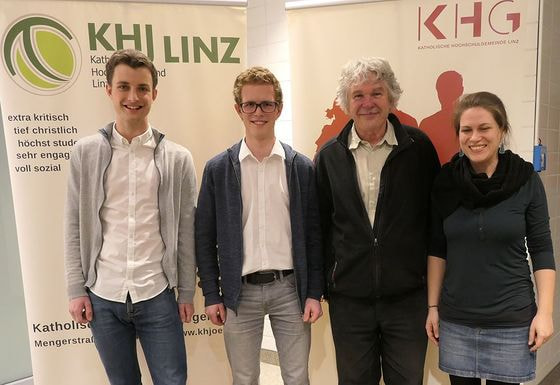 V. l.: Stephan Lehner, Lukas Lahninger, Heini Staudinger, Mag.a Magdalena Steiner 
