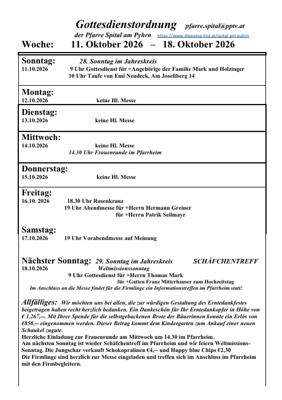 Gottesdienstordnung KW 42