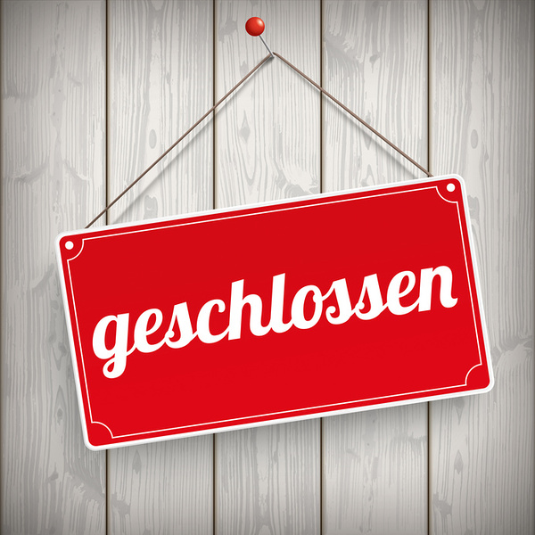 German text 'geschlossen', translate 'closed'.  Eps 10 vector file.