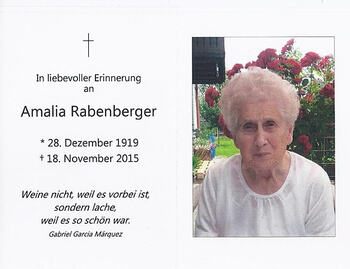 Totenbild Amalia Rabenberger