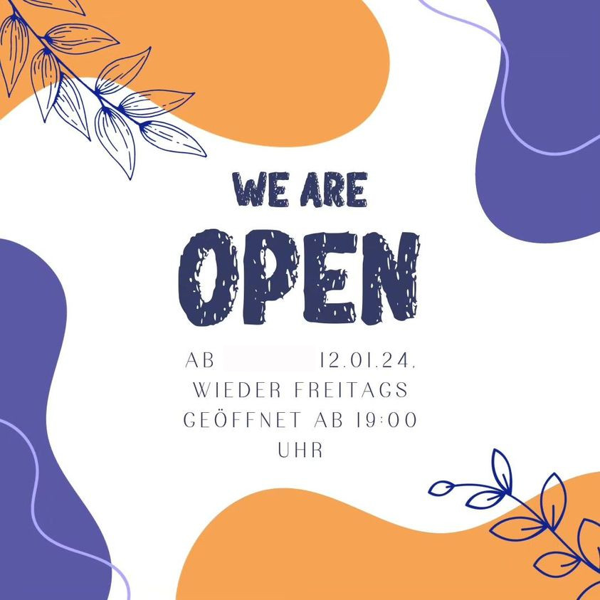 Open / Lydia Kohlendorfer Ankündigung der Öffnungszeiten
