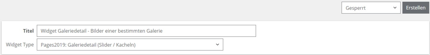 Widgetauswahl Galeriedetail