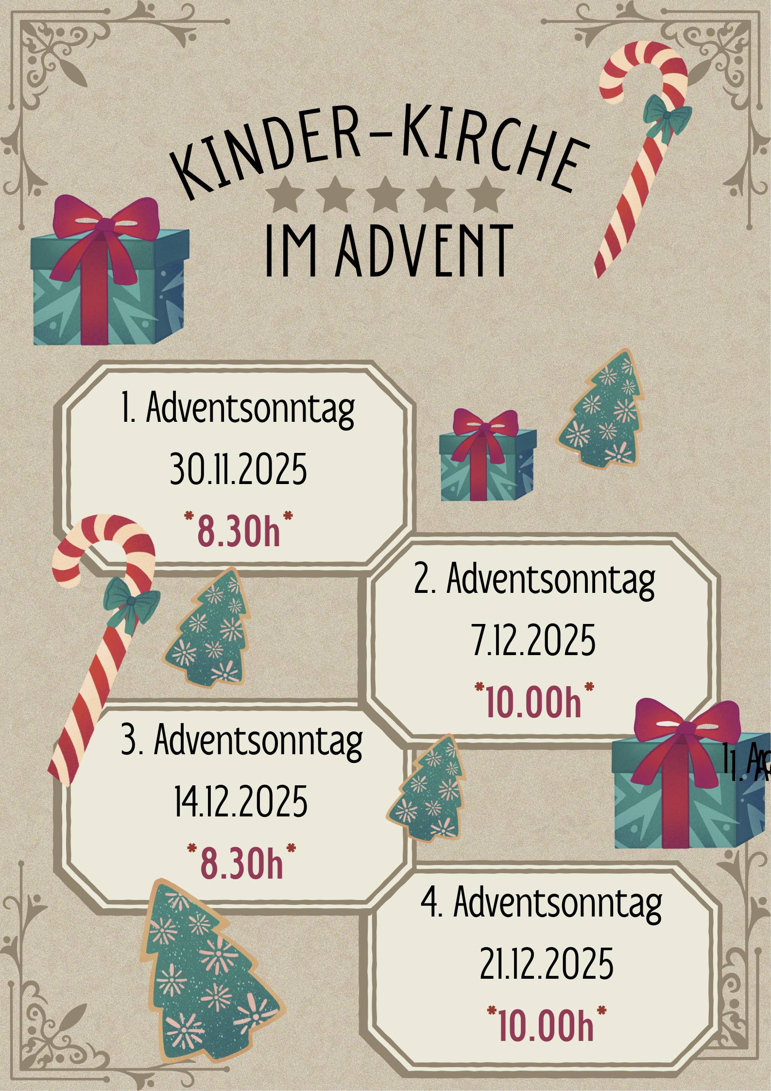 Herzliche Einladung zur Kinderkirche im Advent / Team Kinderkirche