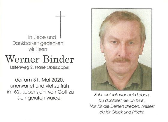 Sterbebild Werner Binder