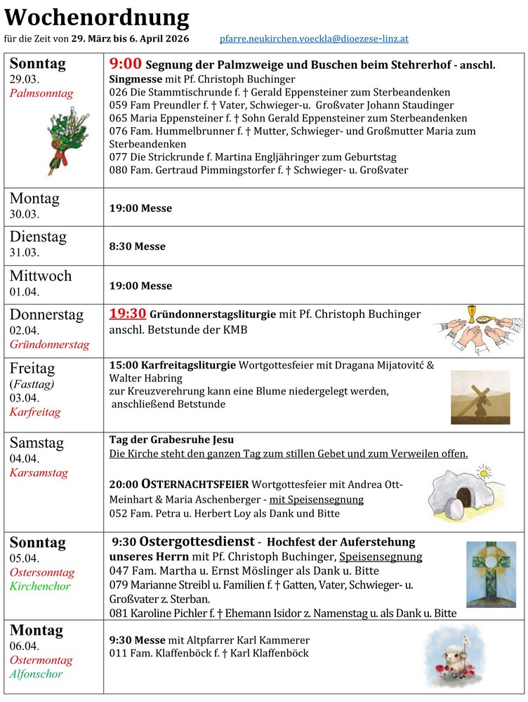 Wochenordnung / Pfarrteilgemeinde Neukirchen