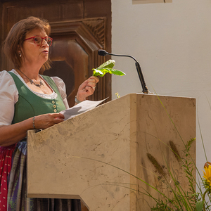 Maria Himmelfahrt  – Feier der Aufnahme Maria in den HimmelFrauen und Männer der Trachtengruppe Kirchdorf an der Krems brachten Kräuterbüscherl zum Gottesdienst, die von Pfarrer Pater Severin Kranabitl gesegnet und nach der Messe verteilt wurden.Fo