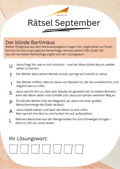 Rätsel September / © Bibelwerk Linz Rätsel September