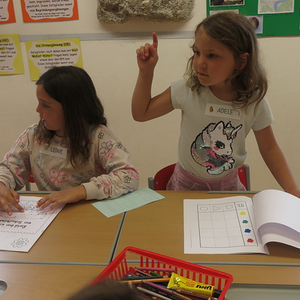 Die Schulanfänger besuchen die Schule