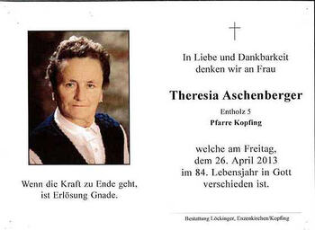 Theresia Aschenberger / © Pfarrgemeinde Kopfing Theresia Aschenberger