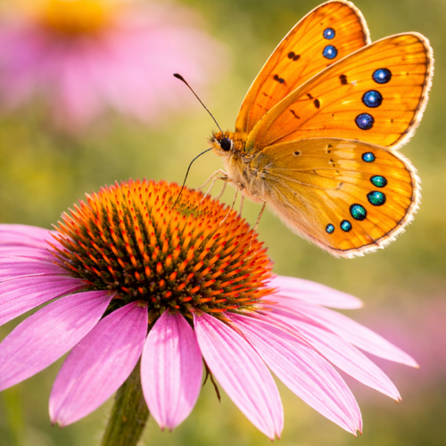 Echinacea mit Schmetterling / KI generiert Echinacea mit Schmetterling