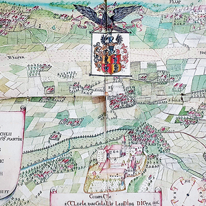 1756: Ansicht der barocken Kirche Leonding