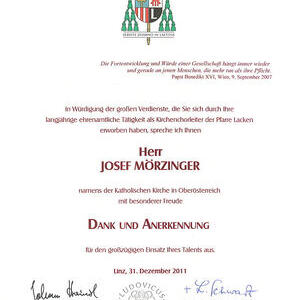 Dank an Josef Mörzinger