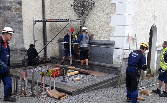 Gerüstaufstellung Kirchturmsanierung