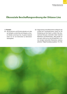 Ökosoziale Beschaffungsordnung der Diözese Linz