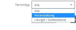 Auswahl Termin oder Gottesdienst