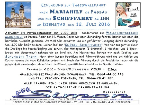 Einladung zur Tageswallfahrt
