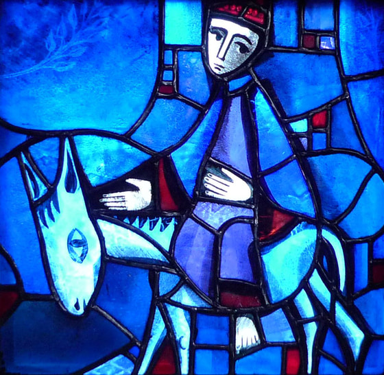 'Einzug Jesu in Jerusalem' (Glasfenster in der Versöhnungskirche in Taizé)