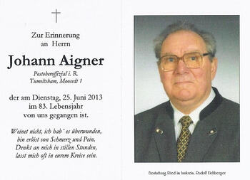 Totenbild Johann Aigner