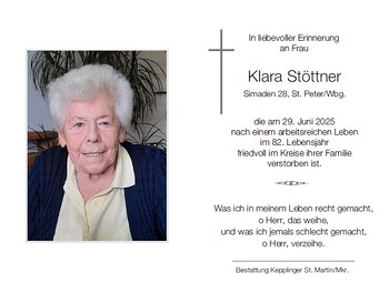 Klara Stöttner / Bestattung Kepplinger