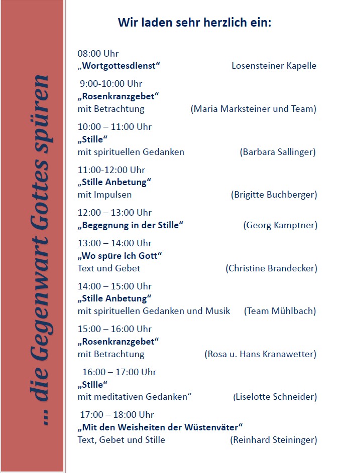 Anbetungstag Einteilung / Pfarregemeinde Garsten Anbetungstag Einteilung