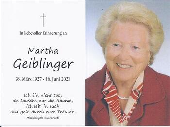 Totenbild Martha Geiblinger