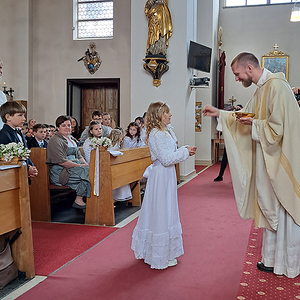 Die Kinder empfangen die 1. Hl. Kommunion