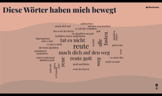 Mentimeter-Wordcloud zu Jona 3