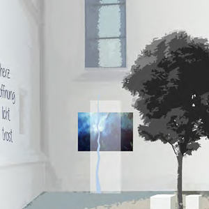 Ein weiteres Element des Gedenkortes bilden ein Baum und einige Marmorwürfel