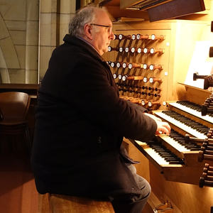 Domorganist Wolfgang Kreuzhuber an der Rudigierorgel mit dem Taufgesang