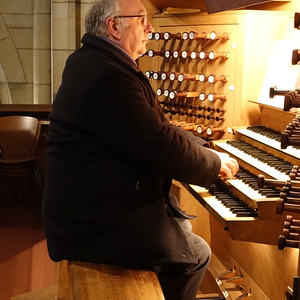 Domorganist Wolfgang Kreuzhuber an der Rudigierorgel mit dem Taufgesang