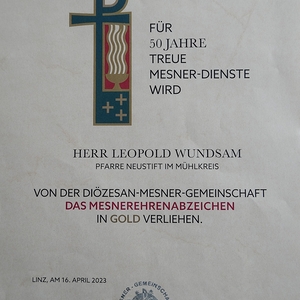 Mesnerabzeichen in GOLD